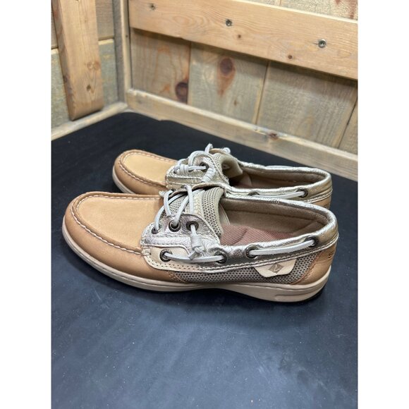 Sperry Womens Memory Foam Tan & Gold Boat Shoes Size 5.5 - Picture 6 of 8